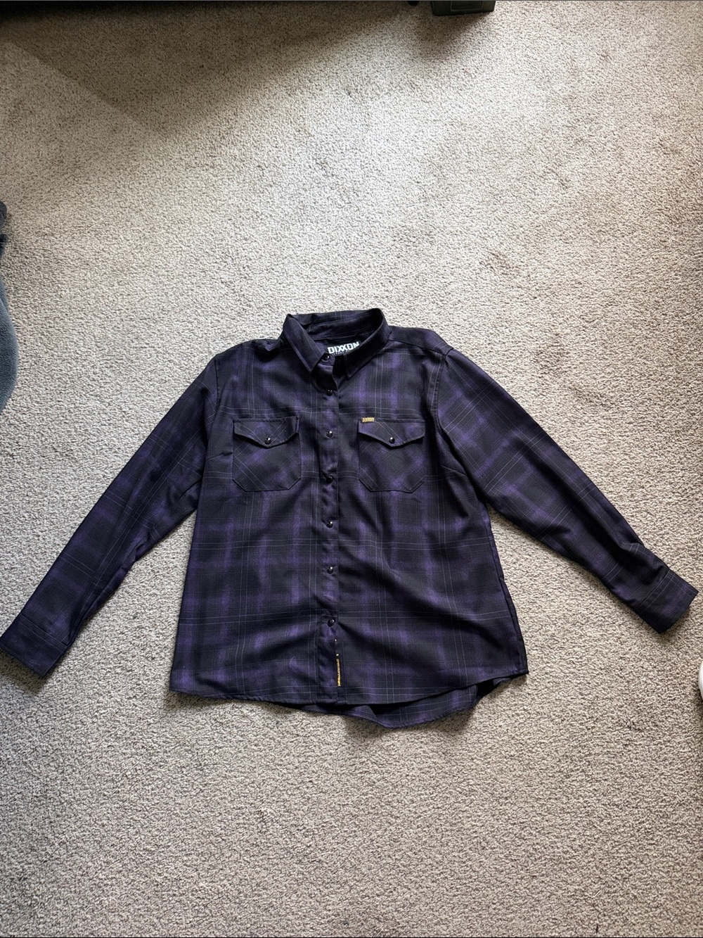 DIXXON women’s  Dark Purple Plaid Button-Down Shirt- Family Jewels